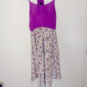 High low floral purple dress